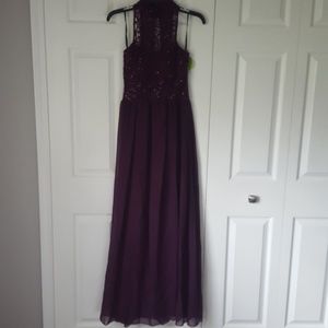Full length burgundy formal dress